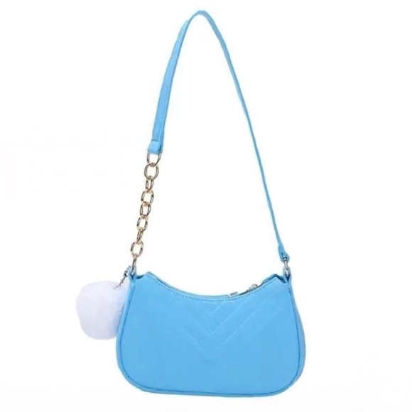 Felt Cloth Shoulder Bag Purses Handbag Underarm Light Blue